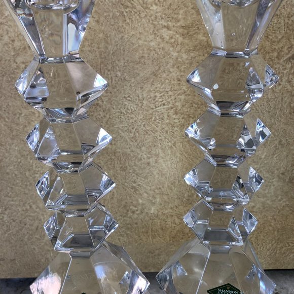 NEW Shannon Lead Crystal Ireland by Godinger Empire HEAVY Candle Stick Pair